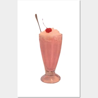 Milkshake Cream Strawberries Posters and Art